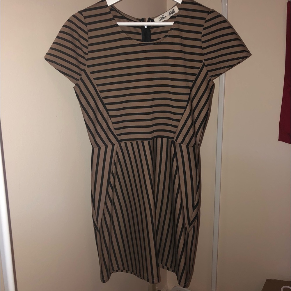 Striped Polyester Mini Dress